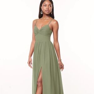 Azazie Green Spaghetti Strap Dress